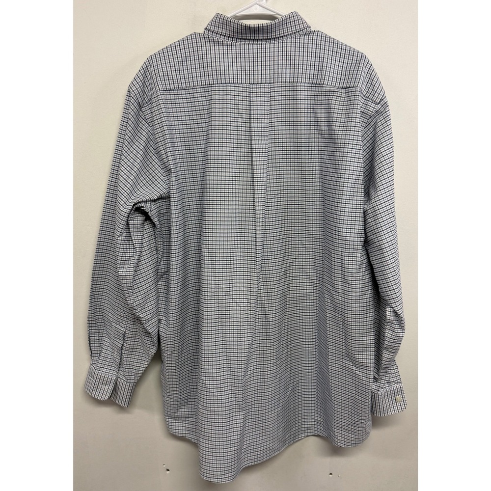 LL Bean Wrinkle Free Traditional Fit Shirt Mens 17.5-36 Blue White Check 237807 - Picture 7 of 7